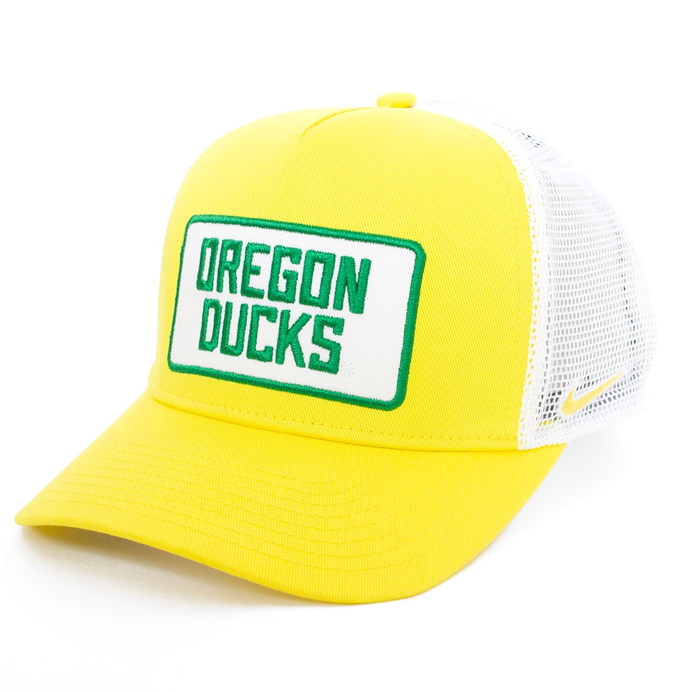 Classic Oregon O, Nike, Yellow, Trucker, Cotton, Accessories, Unisex, Football, Mesh back, 5 panel, Structured, Sideline, Patch, Adjustable, Hat, 915755